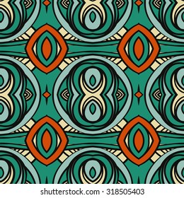 Abstract seamless ornament pattern. the kaleidoscope effect. Ethnic damask motif. Vintage style pattern. Vector illustration