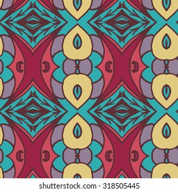 Abstract seamless ornament pattern. the kaleidoscope effect. Ethnic damask motif. Vintage style pattern. Vector illustration