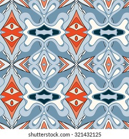Abstract seamless ornament pattern. the kaleidoscope effect. Ethnic damask motif. Vintage style pattern. Vector illustration