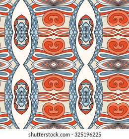 Abstract seamless ornament pattern. the kaleidoscope effect. Ethnic damask motif. Vintage style pattern. Vector illustration