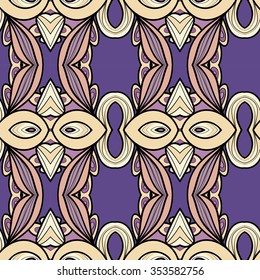 Abstract seamless ornament pattern. the kaleidoscope effect. Ethnic damask motif. Vintage style pattern. Vector illustration