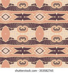 Abstract seamless ornament pattern. the kaleidoscope effect. Ethnic damask motif. Vintage style pattern. Vector illustration