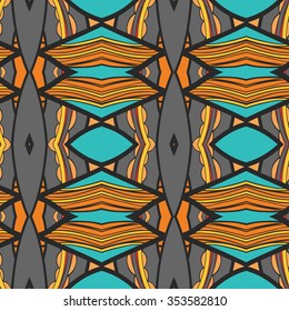 Abstract seamless ornament pattern. the kaleidoscope effect. Ethnic damask motif. Vintage style pattern. Vector illustration