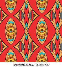 Abstract seamless ornament pattern. the kaleidoscope effect. Ethnic damask motif. Vintage style pattern. Vector illustration
