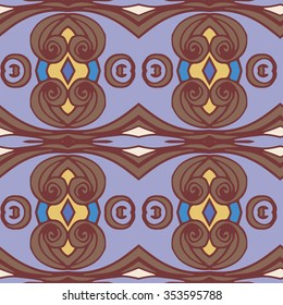 Abstract seamless ornament pattern. the kaleidoscope effect. Ethnic damask motif. Vintage style pattern. Vector illustration