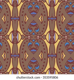 Abstract seamless ornament pattern. the kaleidoscope effect. Ethnic damask motif. Vintage style pattern. Vector illustration