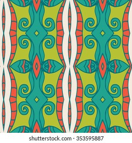 Abstract seamless ornament pattern. the kaleidoscope effect. Ethnic damask motif. Vintage style pattern. Vector illustration