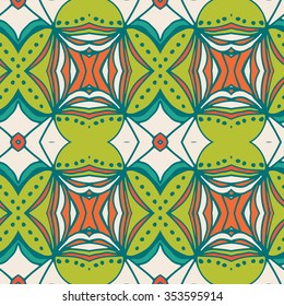 Abstract seamless ornament pattern. the kaleidoscope effect. Ethnic damask motif. Vintage style pattern. Vector illustration