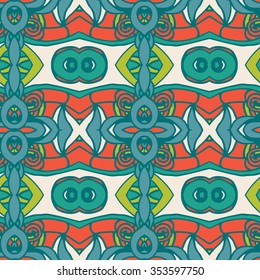 Abstract seamless ornament pattern. the kaleidoscope effect. Ethnic damask motif. Vintage style pattern. Vector illustration