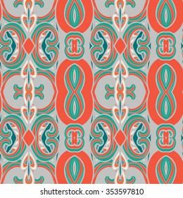 Abstract seamless ornament pattern. the kaleidoscope effect. Ethnic damask motif. Vintage style pattern. Vector illustration
