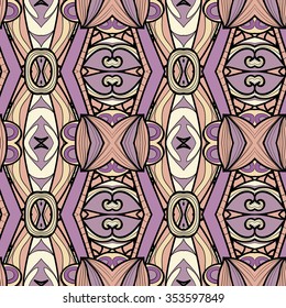 Abstract seamless ornament pattern. the kaleidoscope effect. Ethnic damask motif. Vintage style pattern. Vector illustration