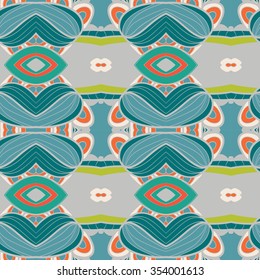 Abstract seamless ornament pattern. the kaleidoscope effect. Ethnic damask motif. Vintage style pattern. Vector illustration