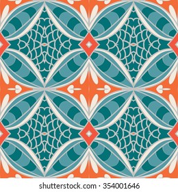 Abstract seamless ornament pattern. the kaleidoscope effect. Ethnic damask motif. Vintage style pattern. Vector illustration