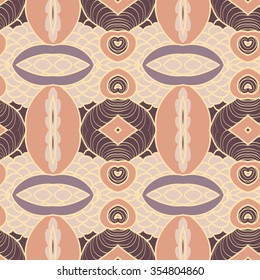 Abstract seamless ornament pattern. the kaleidoscope effect. Ethnic damask motif. Vintage style pattern. Vector illustration