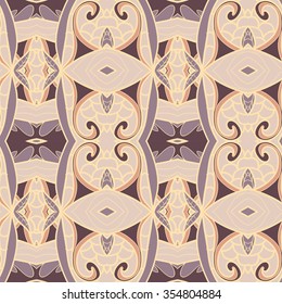 Abstract seamless ornament pattern. the kaleidoscope effect. Ethnic damask motif. Vintage style pattern. Vector illustration