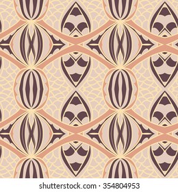 Abstract seamless ornament pattern. the kaleidoscope effect. Ethnic damask motif. Vintage style pattern. Vector illustration