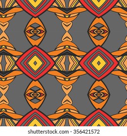 Abstract seamless ornament pattern. the kaleidoscope effect. Ethnic damask motif. Vintage style pattern. Vector illustration