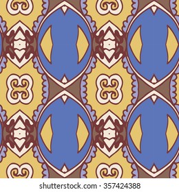 Abstract seamless ornament pattern. the kaleidoscope effect. Ethnic damask motif. Vintage style pattern. Vector illustration