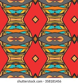Abstract seamless ornament pattern. the kaleidoscope effect. Ethnic damask motif. Vintage style pattern. Vector illustration