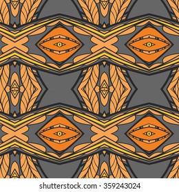 Abstract seamless ornament pattern. the kaleidoscope effect. Ethnic damask motif. Vintage style pattern. Vector illustration