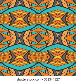 Abstract seamless ornament pattern. the kaleidoscope effect. Ethnic damask motif. Vintage style pattern. Vector illustration