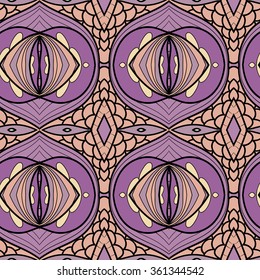 Abstract seamless ornament pattern. the kaleidoscope effect. Ethnic damask motif. Vintage style pattern. Vector illustration
