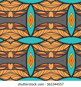 Abstract seamless ornament pattern. the kaleidoscope effect. Ethnic damask motif. Vintage style pattern. Vector illustration