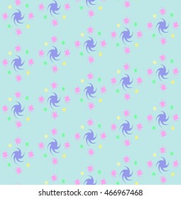 Abstract seamless ornament pattern.Vector illustration in pastel colour with spirals. Geometric background.