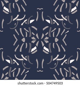 Abstract seamless ornamental decorative background with hand drawn ornaments. Vector illustration.
