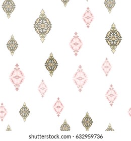 Abstract seamless ornamental decorative background with hand drawn ornaments. Vector illustration.