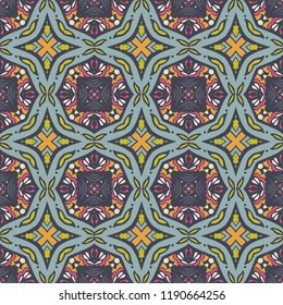 Abstract seamless ornamental geometric aztec pattern for fabric