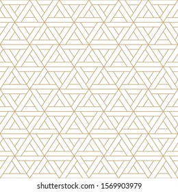 Abstract seamless ornamental pattern - geometric design. Vector minimalistic luxury background. Creative grid gold texture.