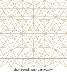 Abstract seamless ornamental pattern - geometric design. Vector minimalistic luxury background. Creative grid gold texture.