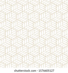 Abstract seamless ornamental pattern - geometric design. Vector minimalistic luxury background. Creative grid gold texture.