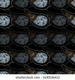 Abstract seamless ornamental pattern. Paisley color ornament. Wrapping print. Decorative art. Wallpaper vector decor. Fantasy doodle. For wrapping, wallpaper, textile, fabric