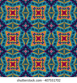 Abstract seamless ornamental tiles pattern for fabric
