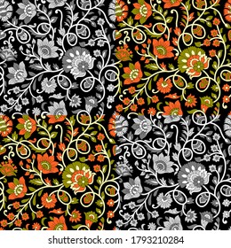 Abstract Seamless paisley flower pattern with background