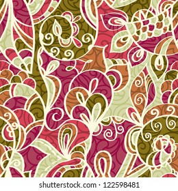 Abstract seamless Paisley pattern with shadows, Floral