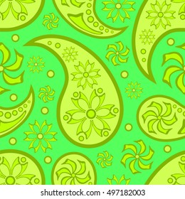 Abstract seamless Paisley pattern. Vector illustration.