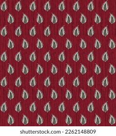 Abstract seamless paisley small leaf print buti pattern red background design