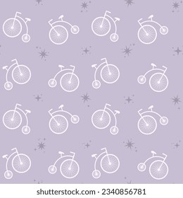 Abstract seamless Paris pattern. bicycle repeats print for fashion textile, clothing, wrapping paper