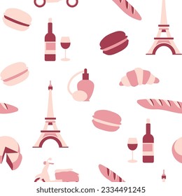 Abstract seamless Paris pattern. Eiffel tower repeats print for fashion textile, clothes, wrapping paper