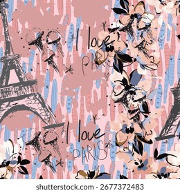 Abstrato padrão de Paris sem emenda. Eigel torre repete impressão para moda têxtil, roupas, papel de embrulho.