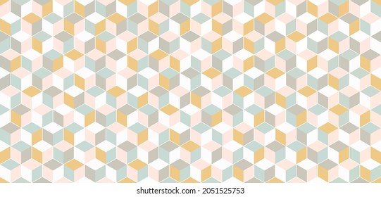 Abstract seamless pastel hexagon pattern background. Simple cute style geometric shape texture. Modern hexagons graphic design. Suit for printing, wrapping paper, wallpaper, fabric, scrapbook, textile