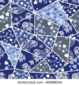 Abstract seamless patchwork pattern. Hand drawn background. Perfect for printing on fabric or paper.