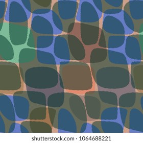 Abstract seamless patchwork pattern with transparent patches in vector.