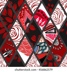 abstract seamless patchwork tile with floral ornament.arabic or orient pattern. vintage style