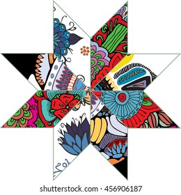 abstract seamless patchwork tile with floral ornament.arabic or orient pattern. vintage style