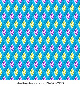 Abstract seamless pattern with 3d rhombuses