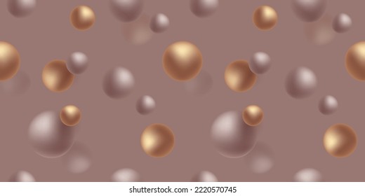 Abstract Seamless Pattern with 3d shapes. Minimal design. Vector horizontal illustration